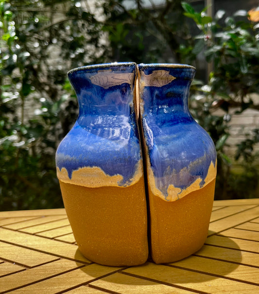Blue drip Wall vase or Bookends