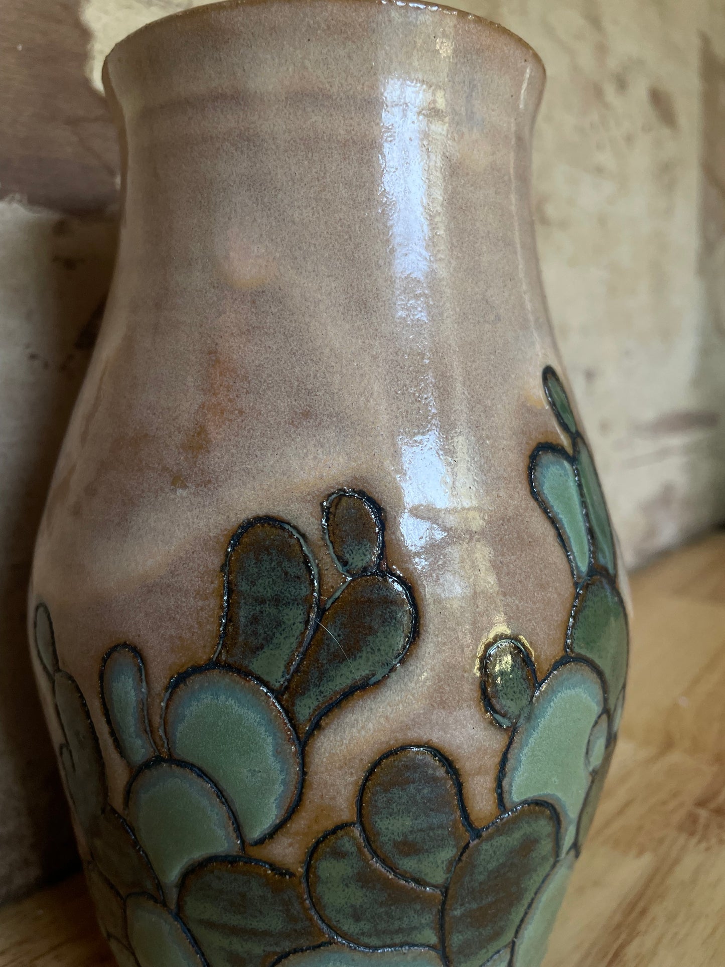 Large Cactus Vase in Desert Sun