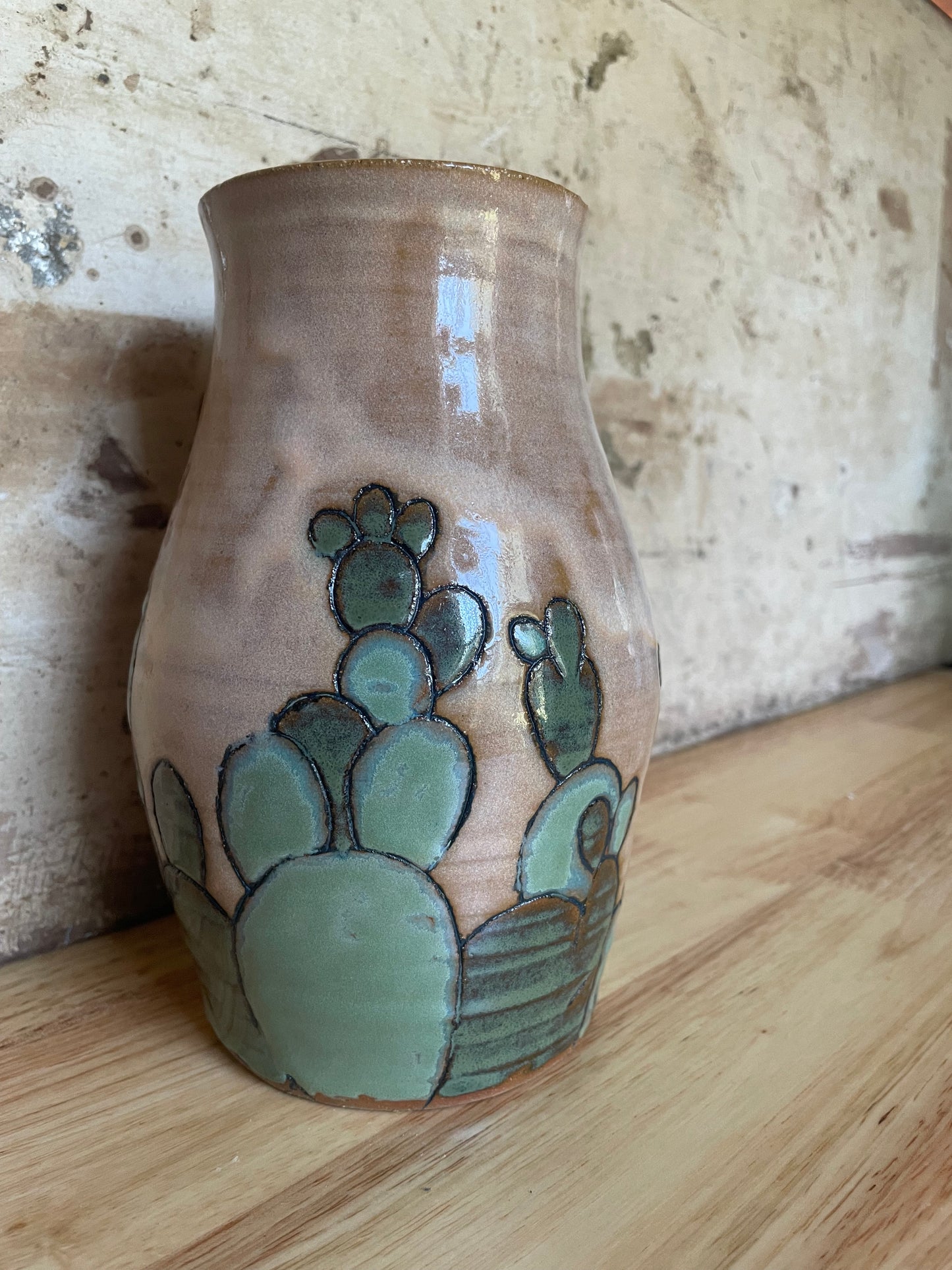 Large Cactus Vase in Desert Sun