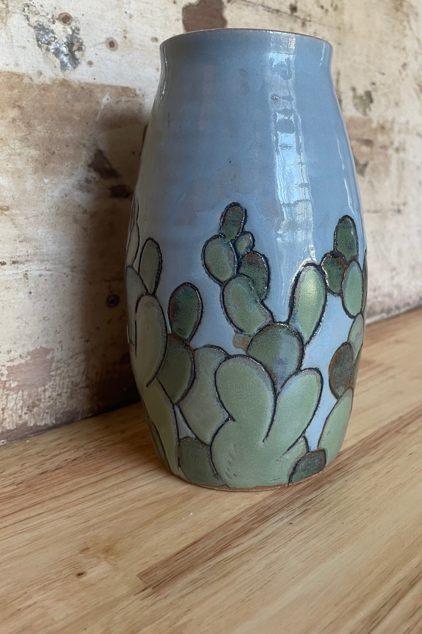 Large Cactus Vase in Sky Blue