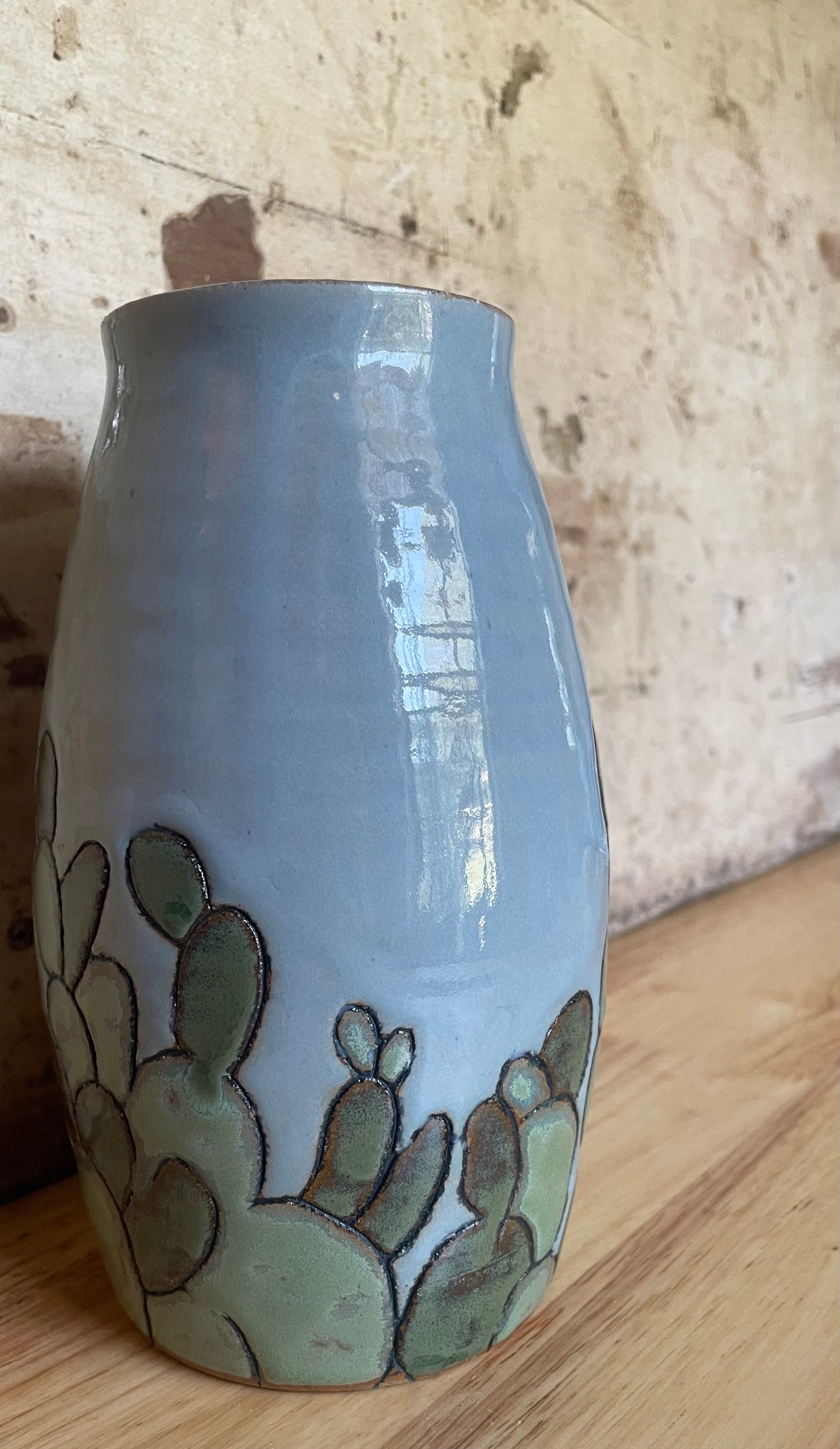 Large Cactus Vase in Sky Blue