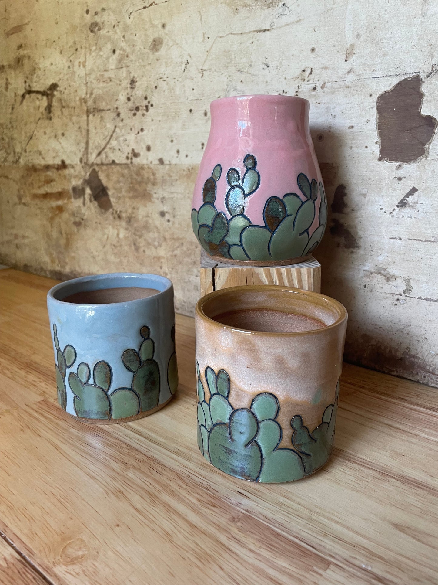 Assorted small Prickly Pear Vases