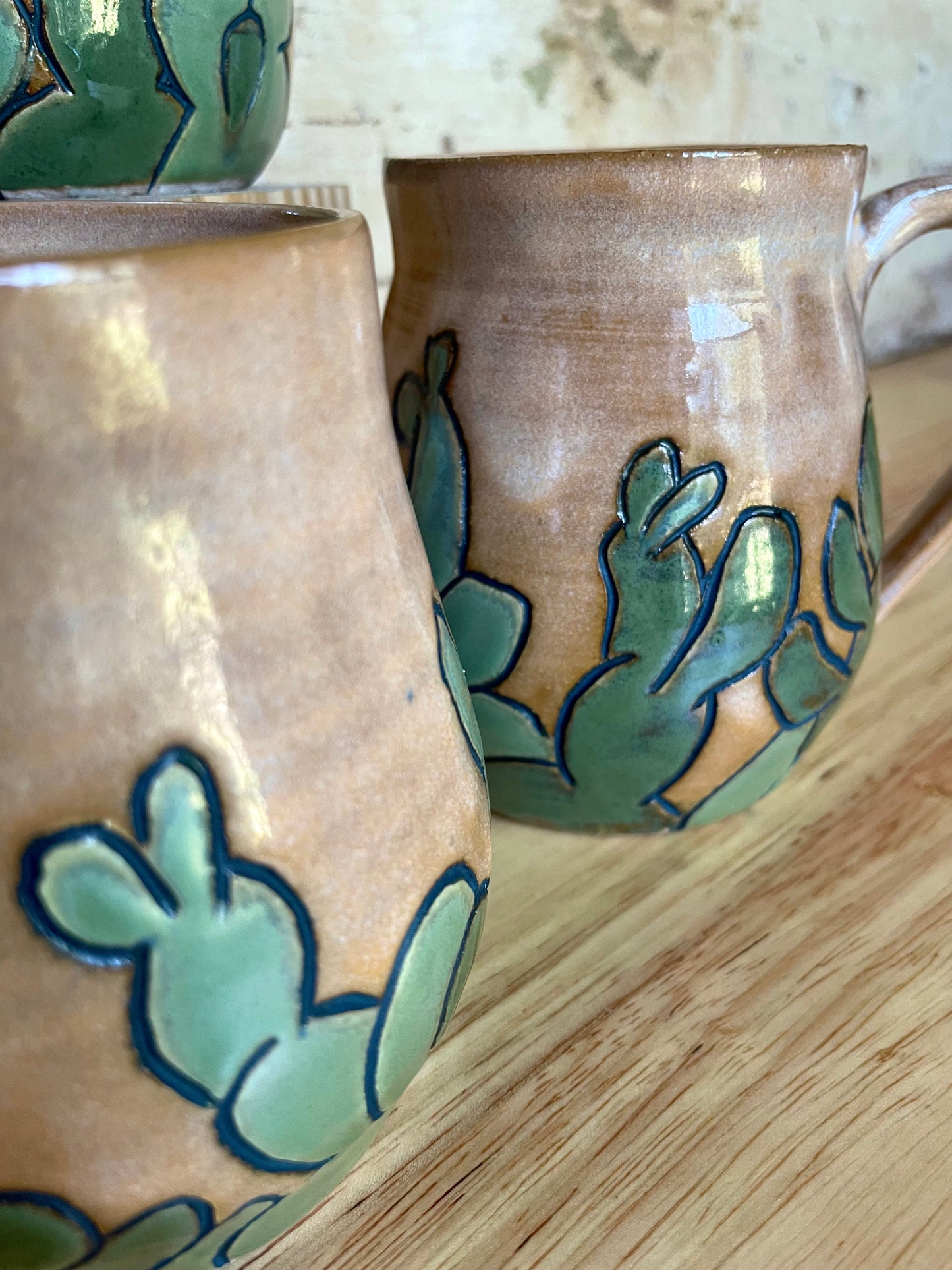 Prickly Pear Mugs in Desert Sun