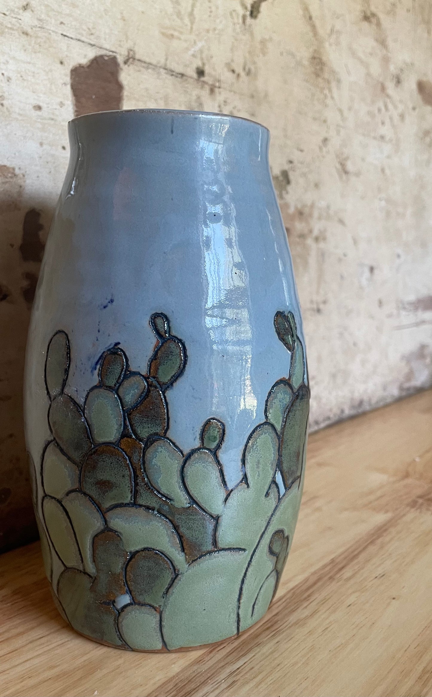 Large Cactus Vase in Sky Blue