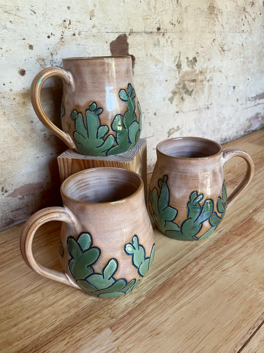 Prickly Pear Mugs in Desert Sun